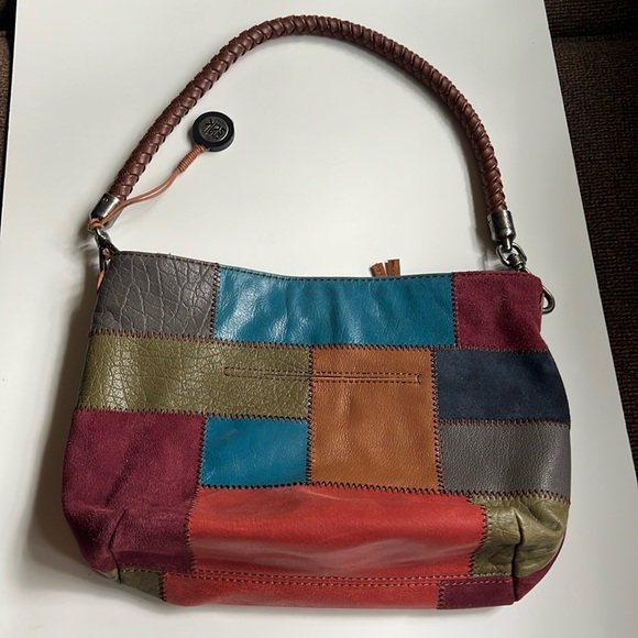 The Sak Boho Patchwork Multi Color-block Vintage-style Leather Shoulder Bag - Picture 13 of 14